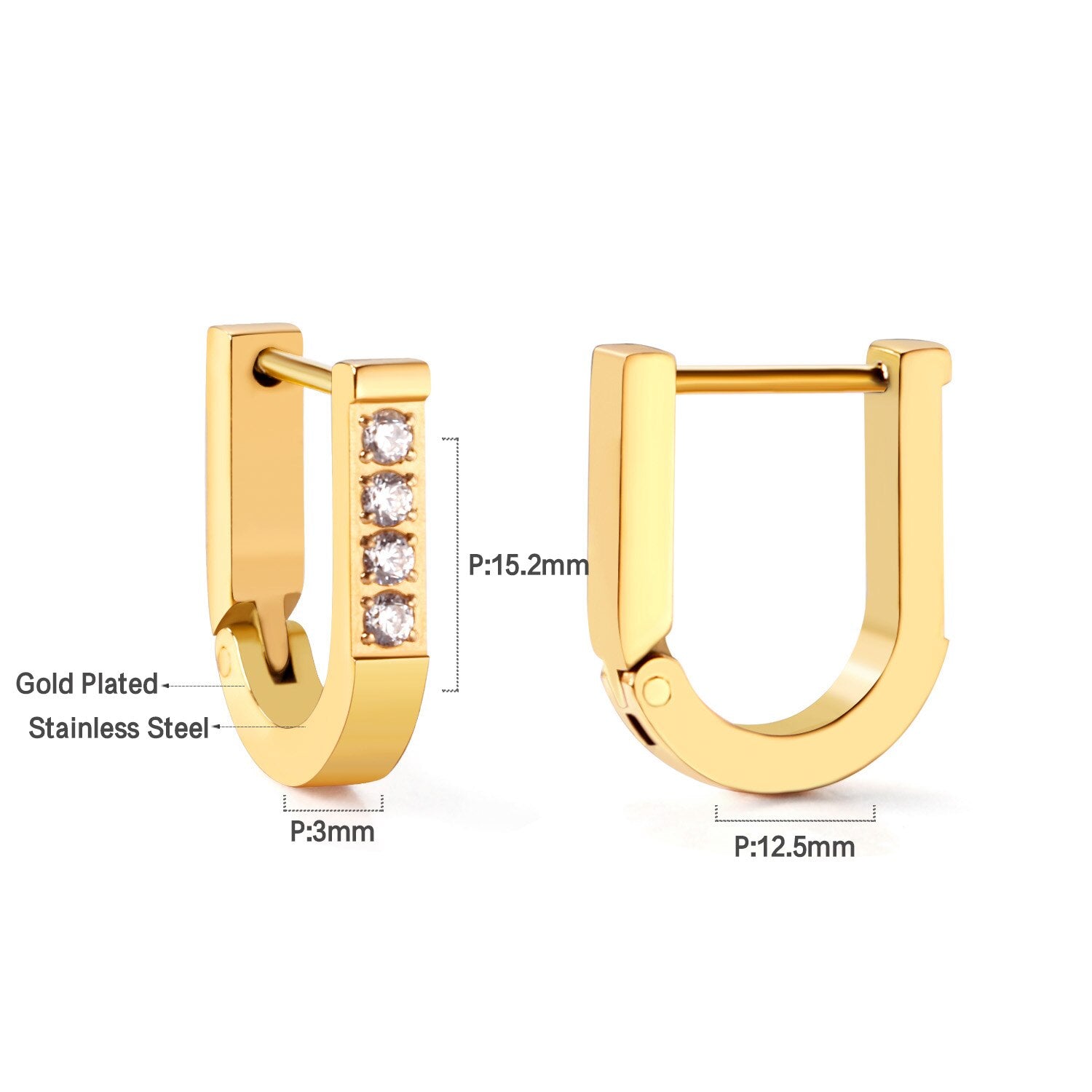 ASON Gold Color Square Rectangle Piercing Hoops Earrings Stainless Steel Geometric Earrings for Women Fashion Jewelry Gift asonjewelry